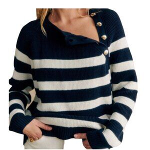 Sezane Gary Jumper Marine / Ecru - Size XS